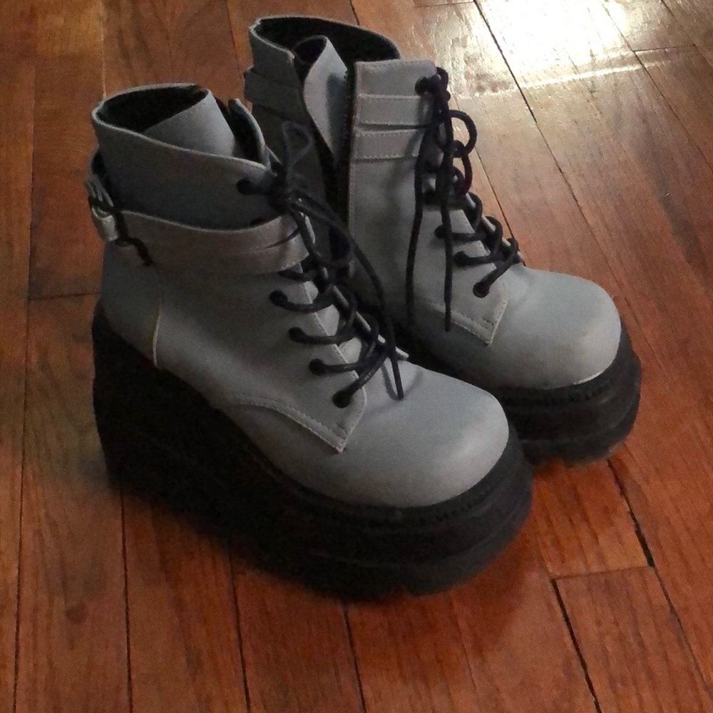 reflective platform boots